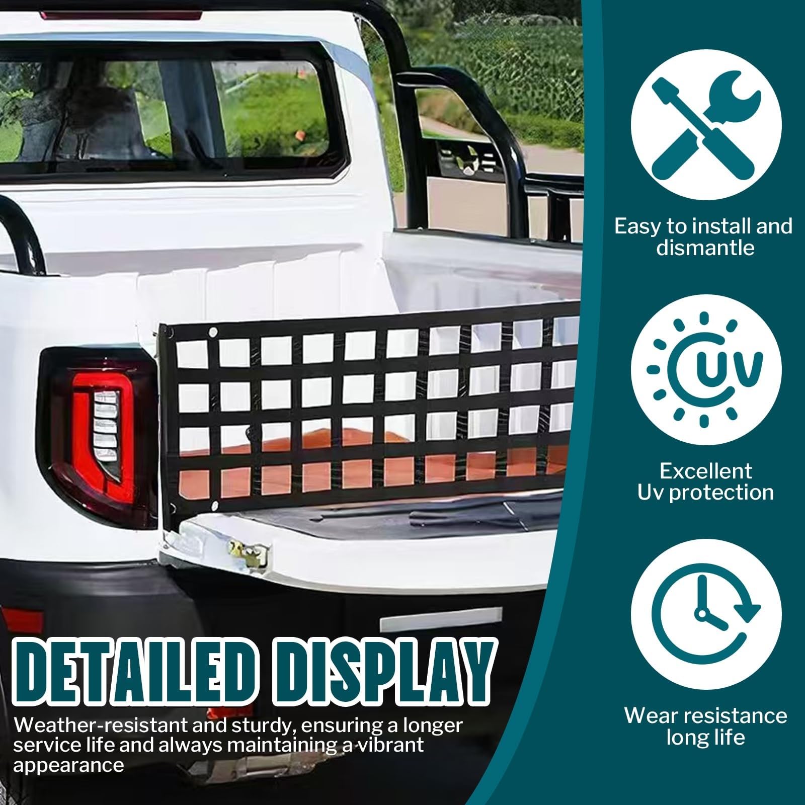 Gepäcknetz - Kofferraumnetz Mit 4 Haken, Gepäcknetz Für Ladefläche Von Pickups, Wohnmobilen, SUVs Und Pick-ups 48x153cm