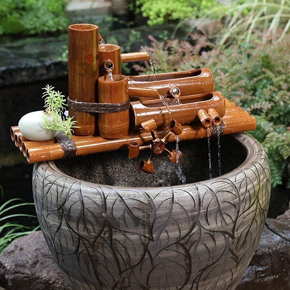 Garden Bamboo Water Fountain Creative Bamboo WaterIndoor Outdoor Decorative Statue Ceramic Fish Tank Filter A 80cm Decoration