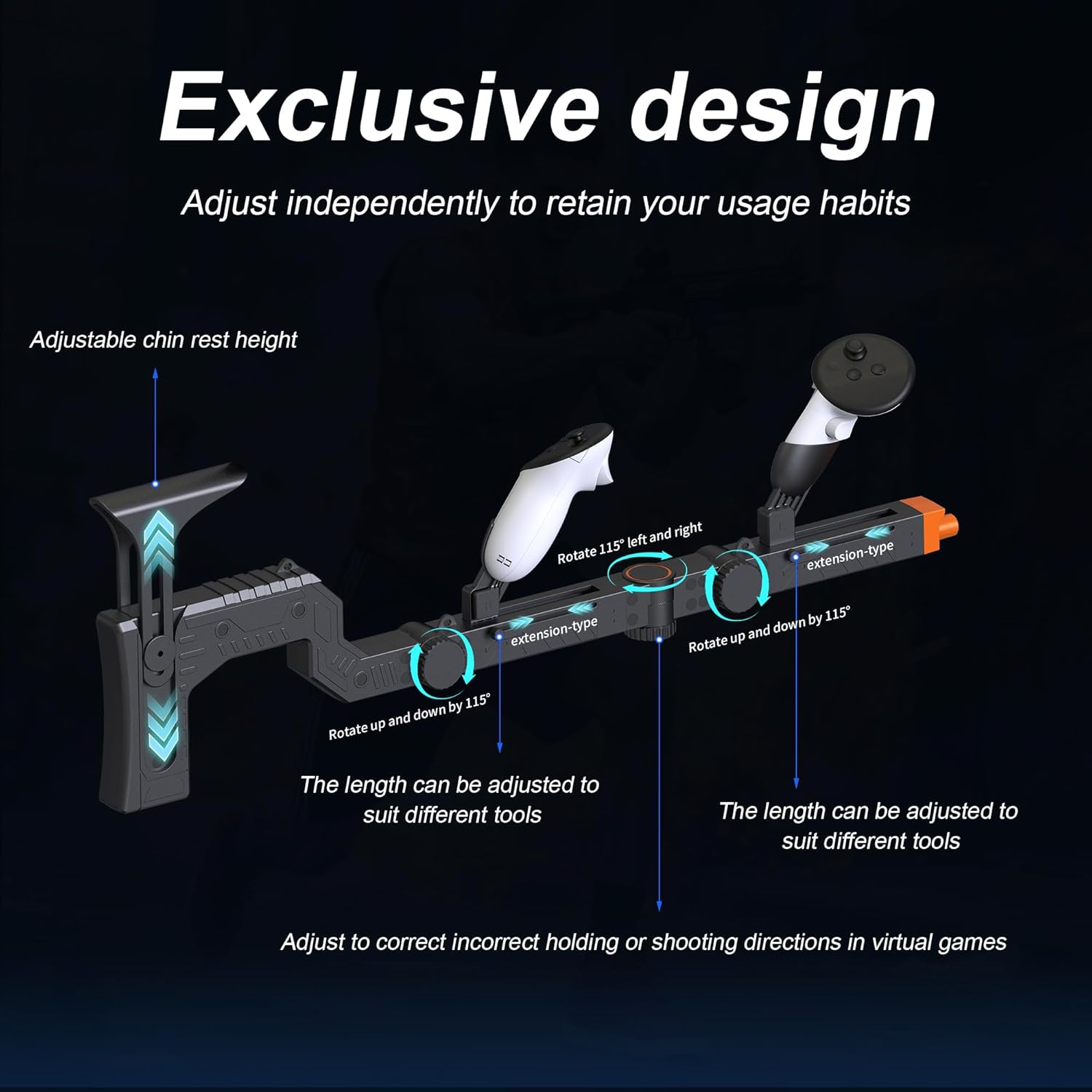 [Ambidextrous Design] VR Gun Stock for Meta Quest 3/Oculus Quest 3S | Side-Loading Magnetic Design | Faster Mag Changes | Precision Angle Adjustment | Adjustable Cheek Rest & Strap | Lightweight for Enhanced FPS Gameplay
