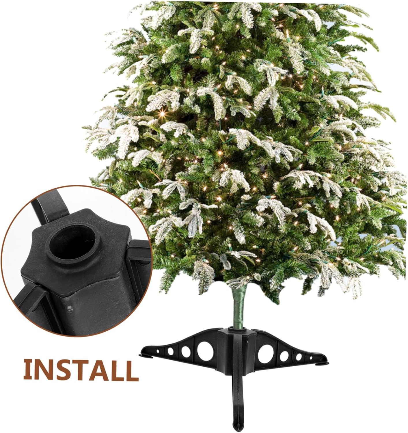 Amosfun 3pcs Strong Christmas Tree Stand Base Holder for Artificial Xmas Trees Easy to Install and Stable Design for Holiday Decor