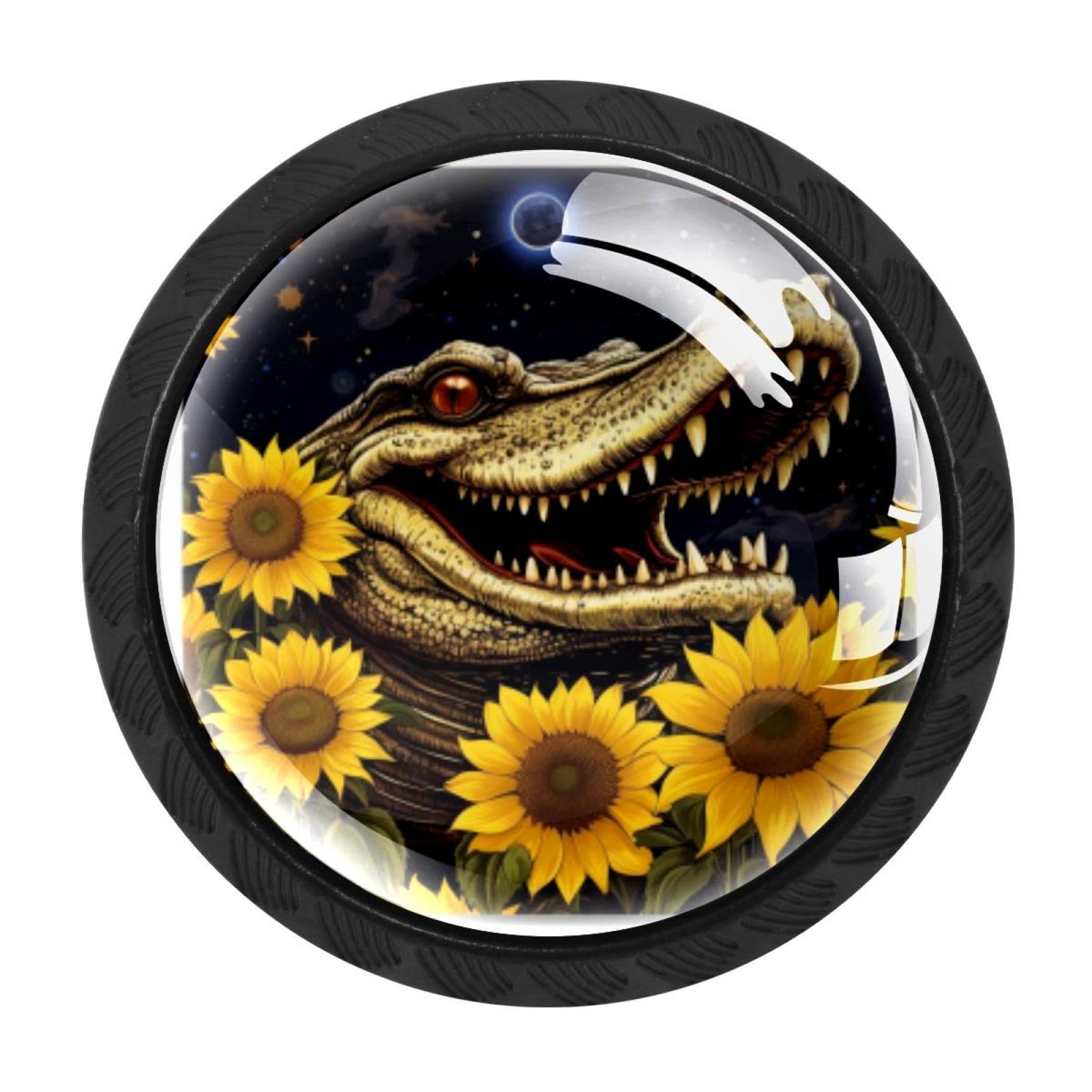 Chenzzzz Multicolored 17 4 Pack Cabinet Pulls Crocodile Starry Sunflower Kitchen Drawer Pulls Cabinet Handles