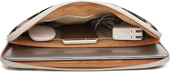 kayond Water-Resistant Canvas 14.1 Inch Laptop Sleeve-Black C Rose