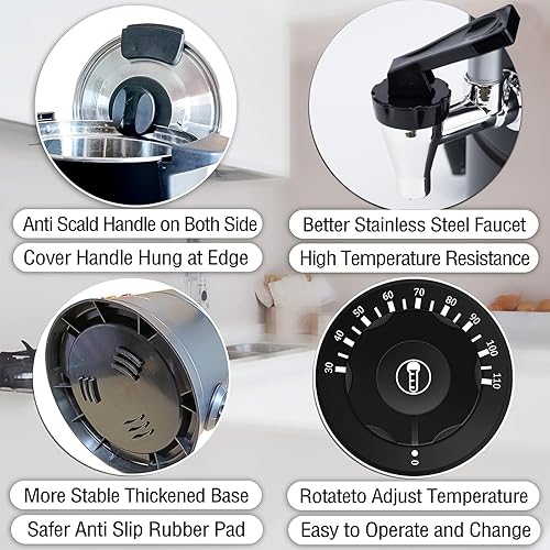 Miniatura 3 de Commercial Coffee Urn, 304 Grade Stainless Steel Hot Water Urn Percolate Coffee Pot Coffee Maker 1600W Hot Drink Dispenser for Catering, 50-Cup 8 L