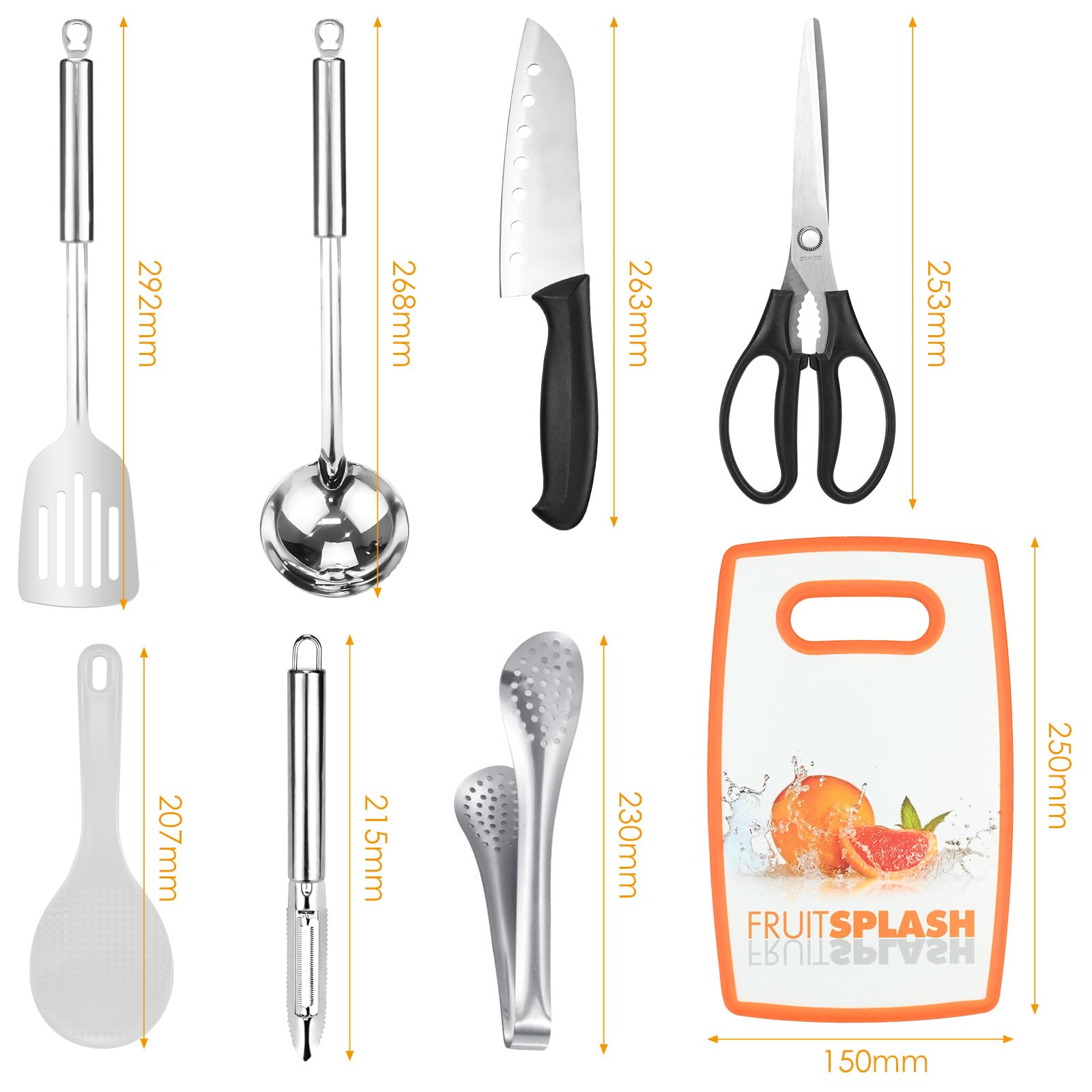 Set da cucina da campeggio,8pz,utensili da cucina portatili per esterni,set di posate da cucina con posate multifunzione in acciaio inossidabile e custodia impermeabile. Adatto per viaggi,