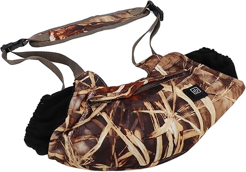 Orejera de mano de camuflaje para hombre, manguito de mano de caza, calentador de manos de forro polar con puños resistentes al viento, calentador