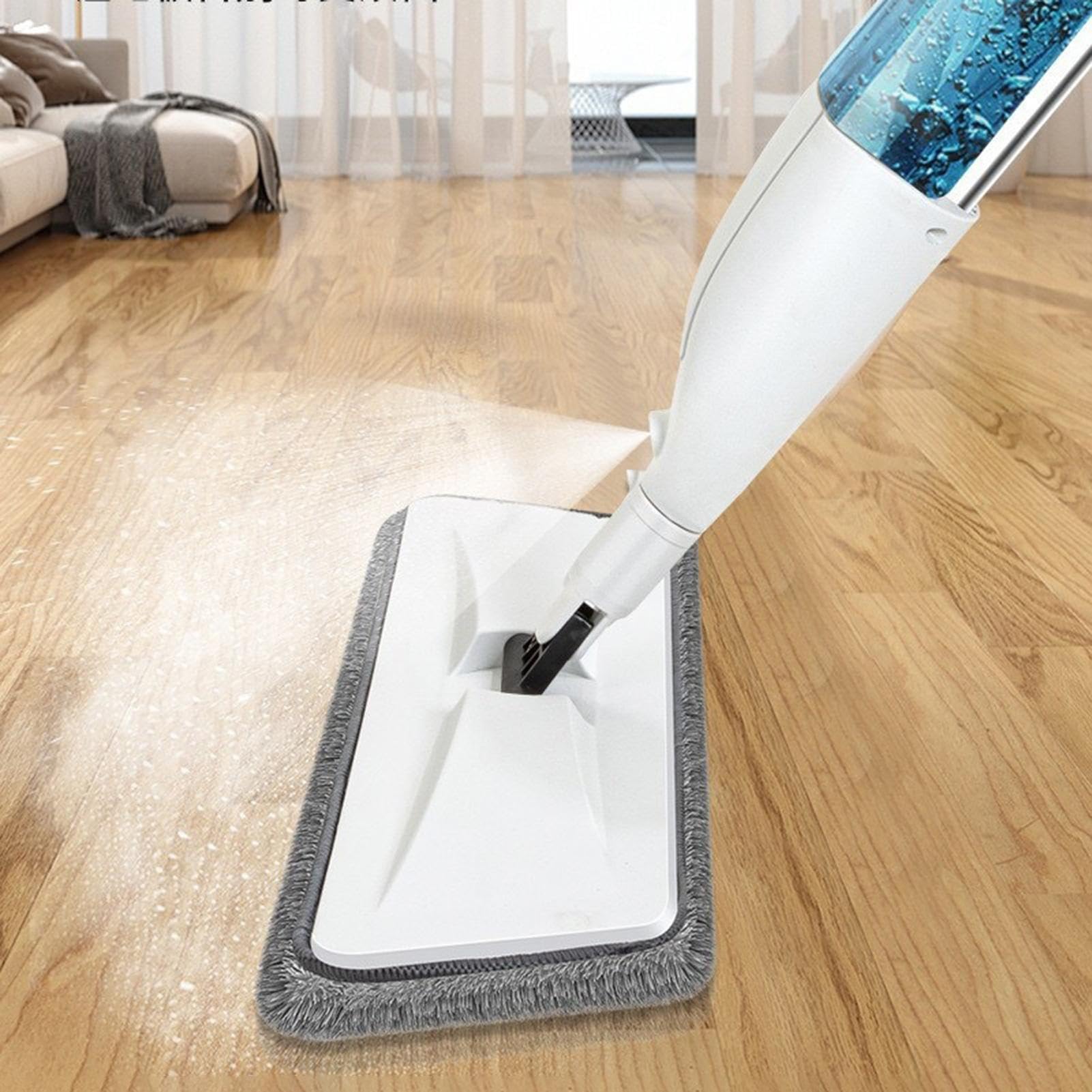 Mop spray ricaricabile, rotante, per pavimenti in legno | Mocio per pavimenti per proprietari di casa, casa, ufficio, cucina, appartamento, bagno, garage, soggiorno