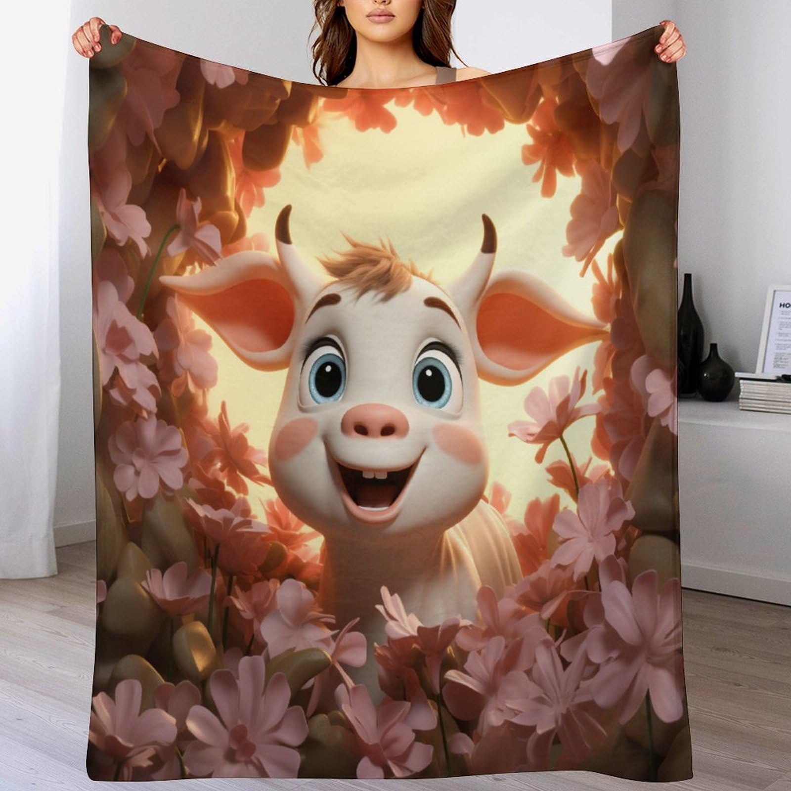 Jeté de canapé vache anti-froid couverture flannel douce 130cm