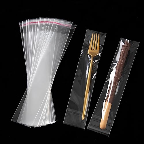 Miniatura 3 de 100 bolsas de celofán transparentes autoadhesivas, de 2 x 10 pulgadas, bolsas de barra de pretzel para panadería, galletas, dulces, pretzel, regalo