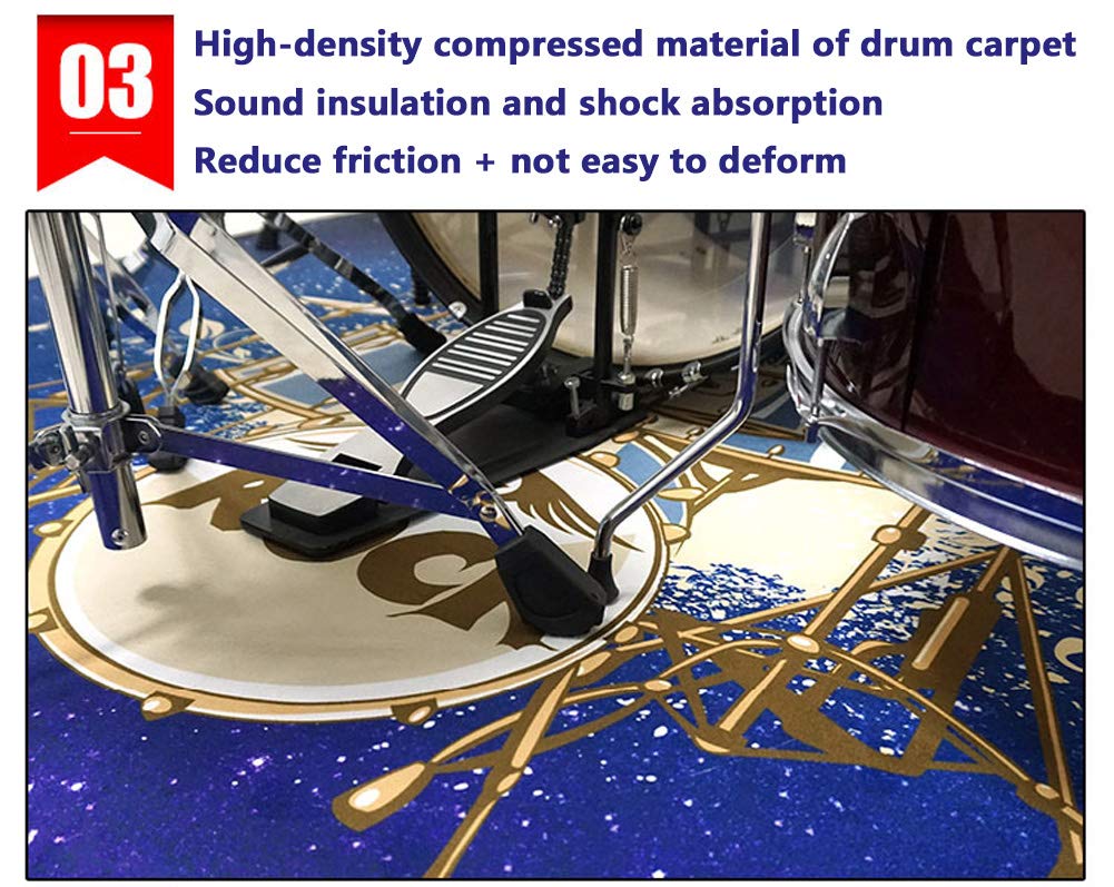 Schlagzeugteppich Drum-Teppich Trommel Teppich Trommelmatte Drum Rug Quadratische Schallschutzdecke Antivibrationsmatten Für E-Drum-Kits Bass Drum Snare Und rutschfeste Teppiche