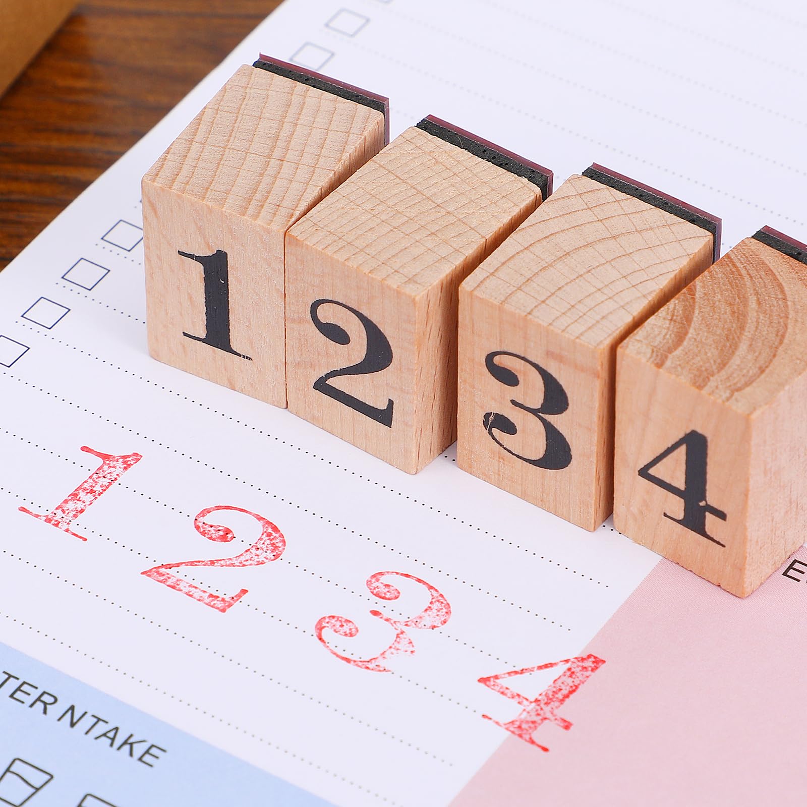Amazon.co.jp: 木製数字ゴムスタンプセット Diyスタンプ かわいい 