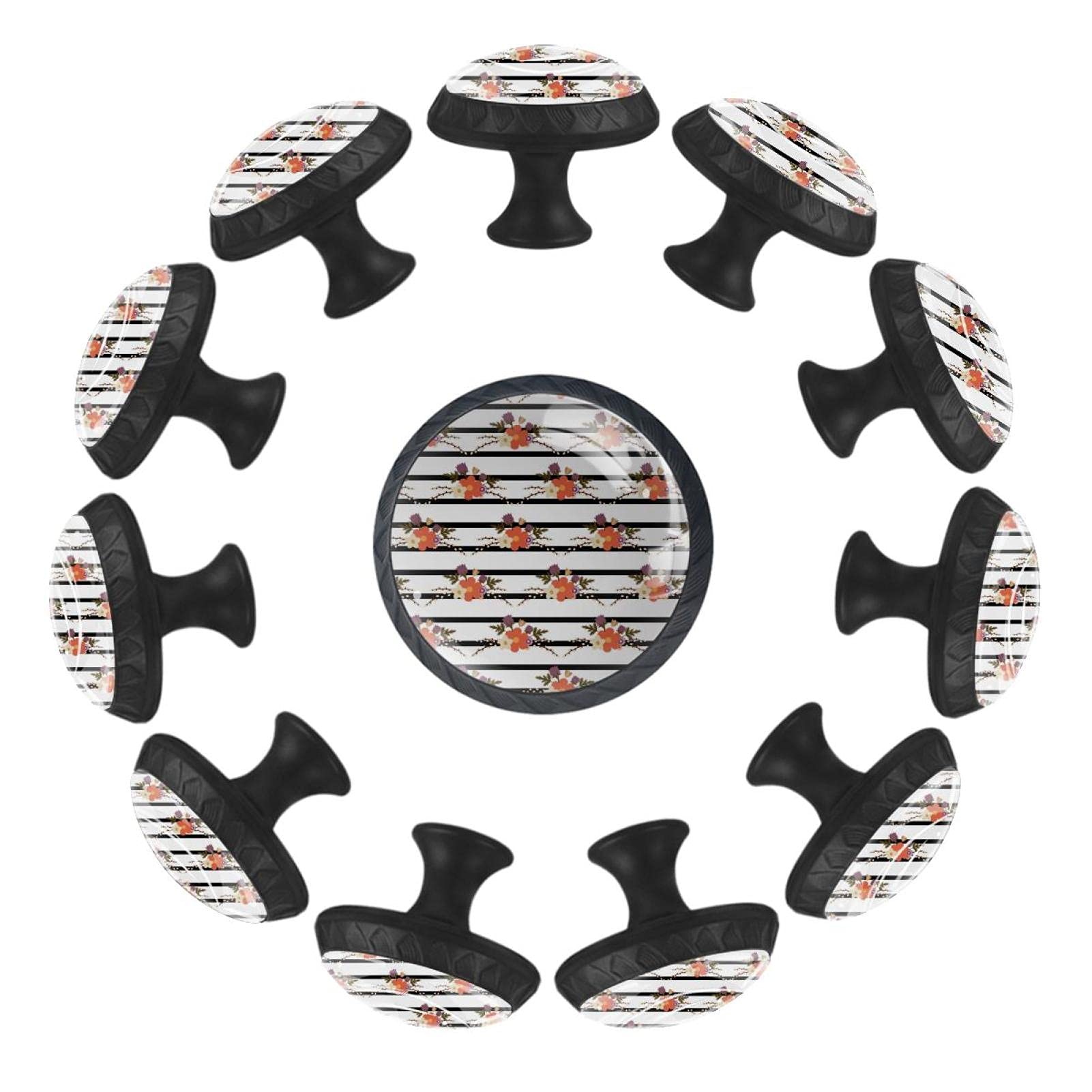 Boutons de tiroir à rayures noires ergonomiques pour meuble chic