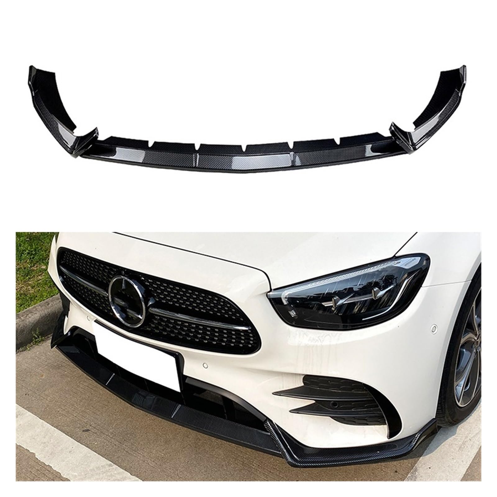 Lyjstore Przedni zderzak, nakładka kompatybilna z Mercedesem Klasy E W213 C238 2021+ E260 E300 AMG, dyfuzor splittera, zestawy nadwozia, spoiler, osłona zderzaka, akcesoria
