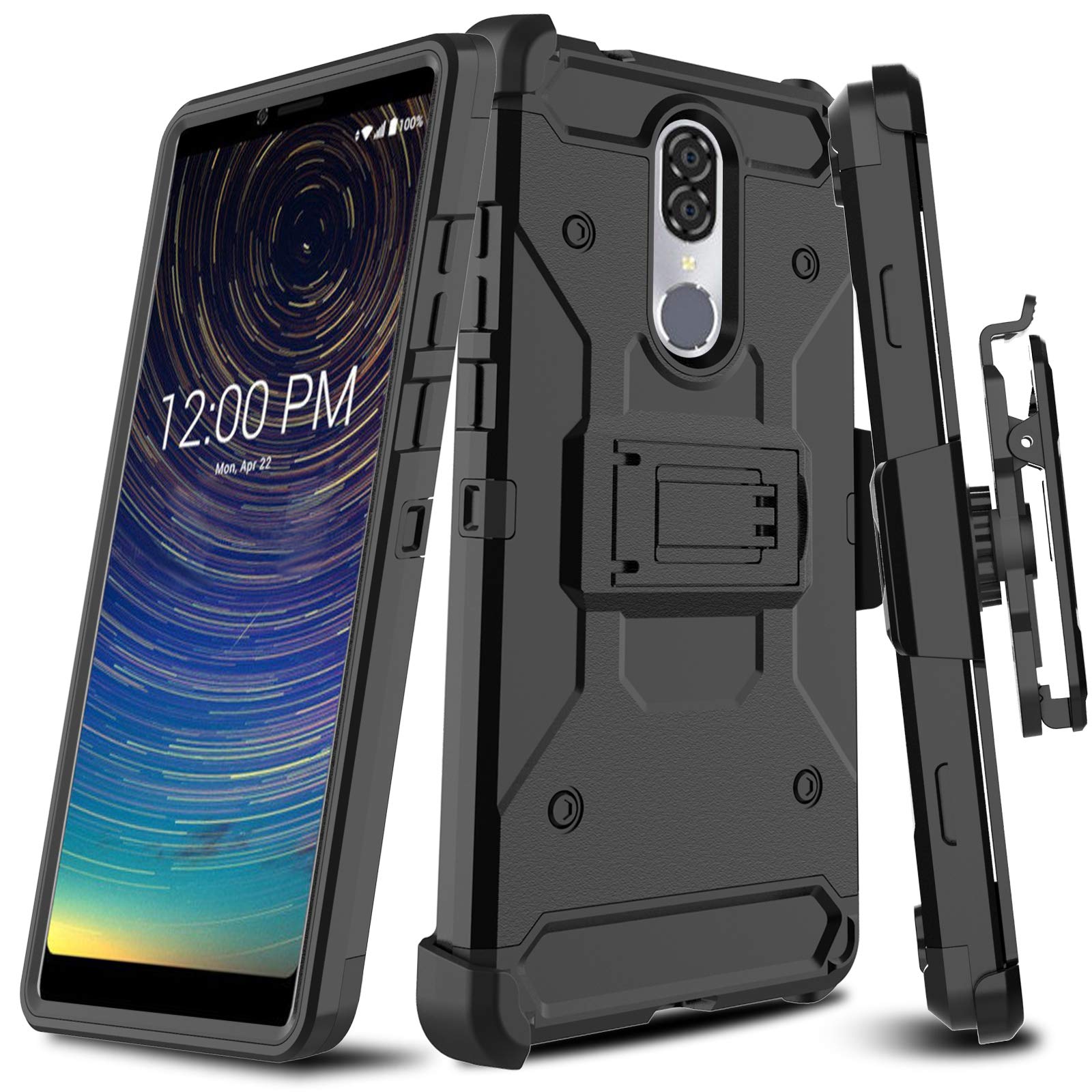 Leptech Coolpad Legacy Case, [Kickstand Series] Full Body Heavy Duty Armor Protective Phone Cover Case for Coolpad Legacy 2019 (Black)