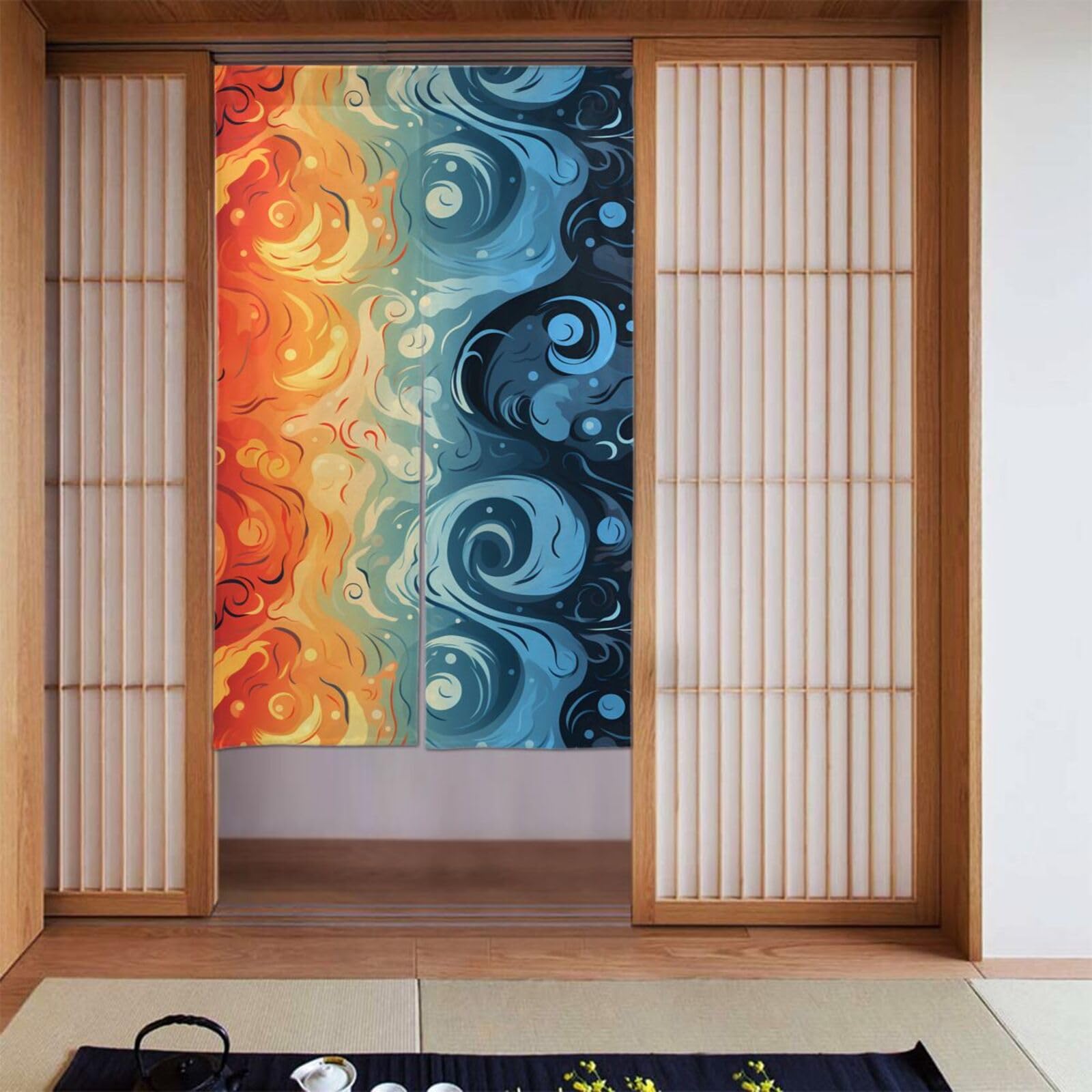 Rideaux occultants yin yang feu eau chambre rideau occultant 142x86