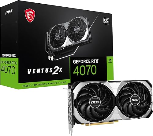 MSI Tarjeta gráfica GeForce RTX 4070 para juegos de 12 GB GDRR6X 192 bits HDMIDP Nvlink TORX Fan 4.0 Ada Lovelace Architecture (RTX 4070 Ventus 2X