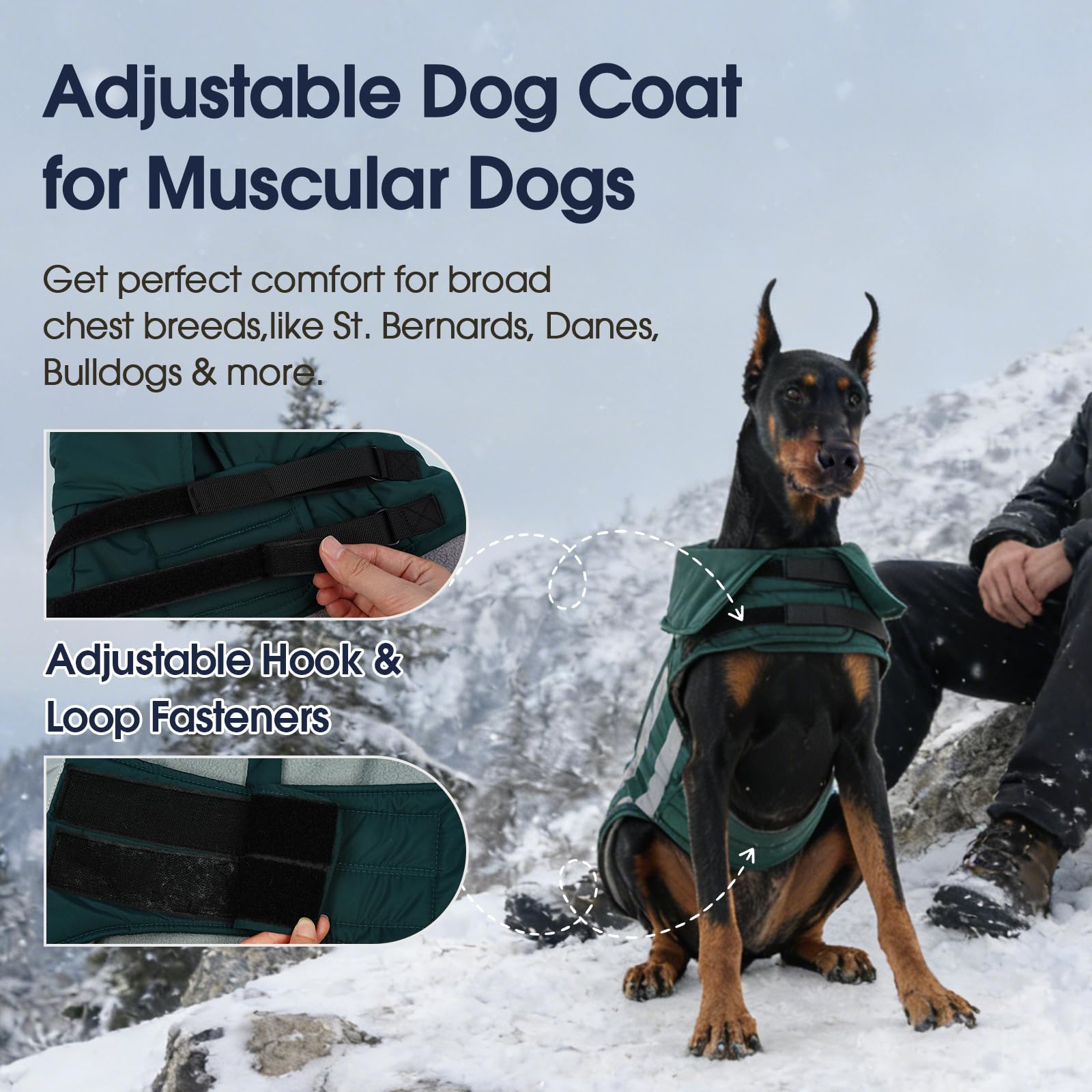 IECOii Cappotto invernale per cani, impermeabile, antivento e riflettente, regolabile e foderato in pile, giacca da neve per avventure all'aperto Pitbull, verde, taglia XL