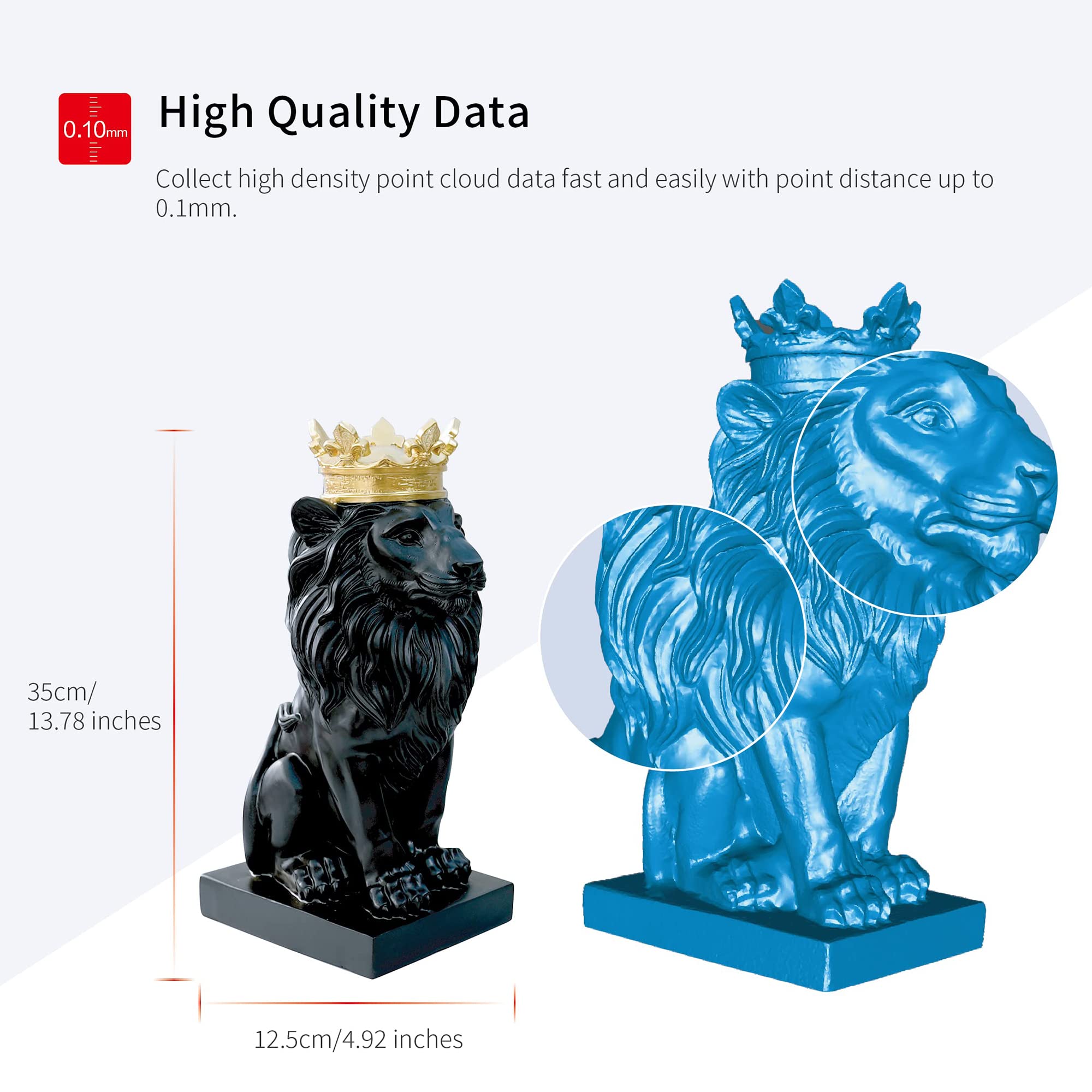 Scanner 3D a raggi infrarossi con fotocamera RGB, risoluzione 0,1 mm, velocità di scansione 14FPS, supporta la scansione di capelli e corpo