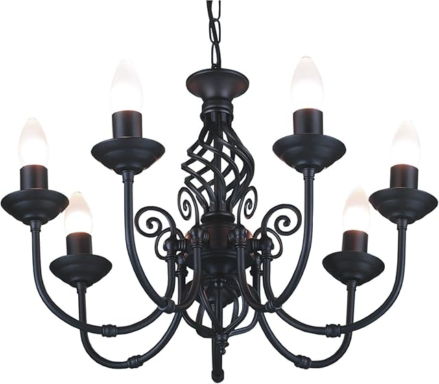 Traditional Classic Knot Twist 7 Light Black Ceiling Light Fitting / Lighting