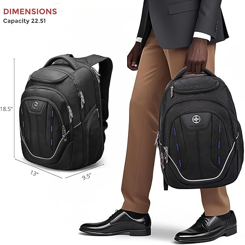 Miniatura 2 de Swissdigital Terabyte - Mochila grande resistente al agua para la TSA, mochila para laptop de negocios para hombres con puerto de carga