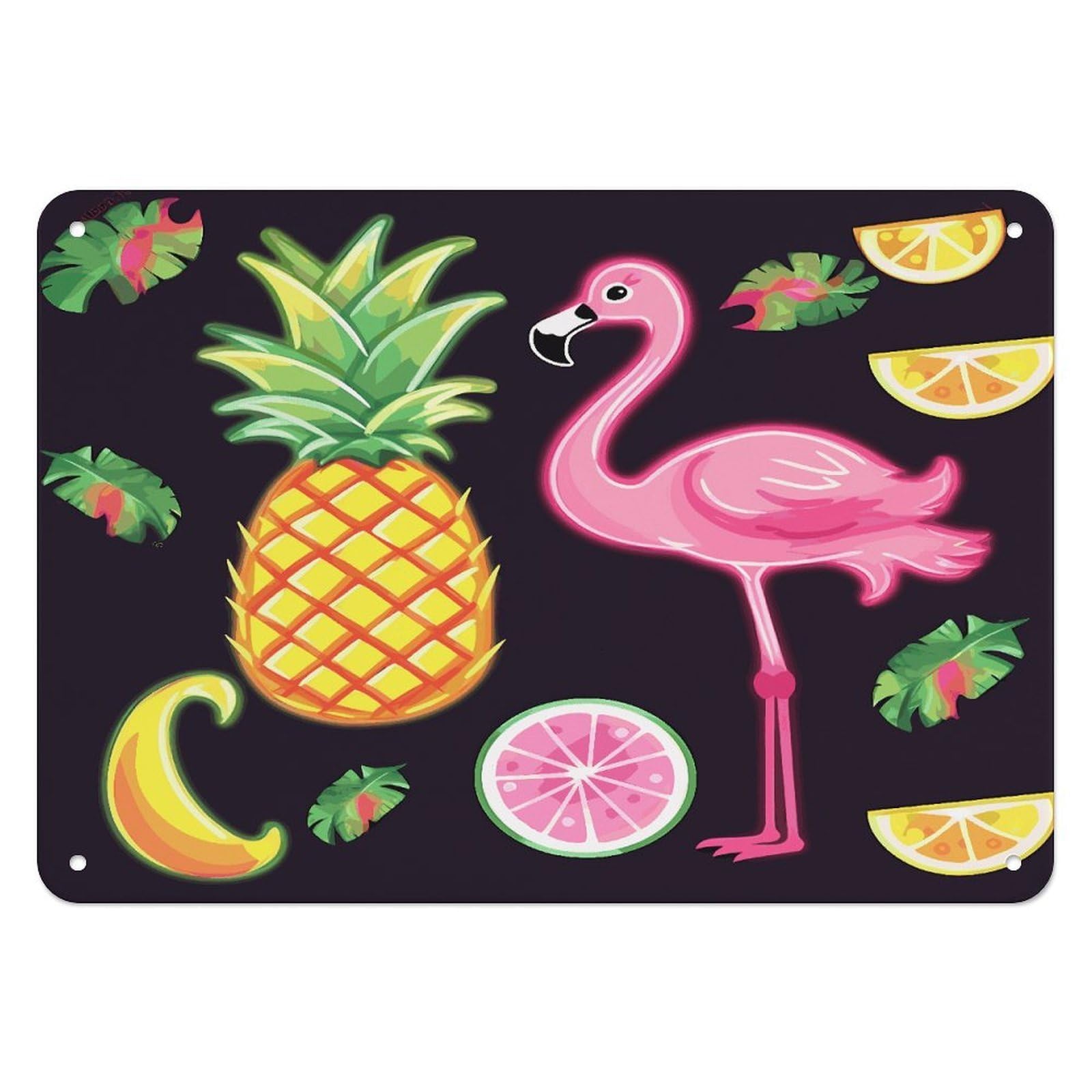 Fekiloot Style Pineapple Banana Flamingo Wall Decor Iron Painting Metal Sign