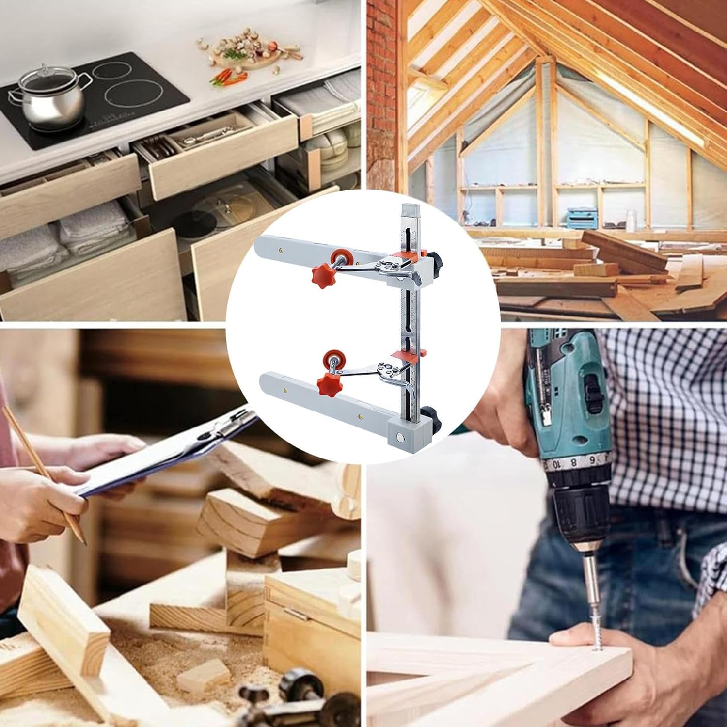 スライド引き出しガイド、引き出しプルハンドル用ジグ &ndash; 調節可能な精密ステンレススチールと磁気クランプ付き、組立家具、キッチンドアの