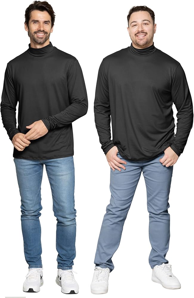 STRETCH IS COMFORT Men's Long Sleeve Mock Neck Turtleneck Black