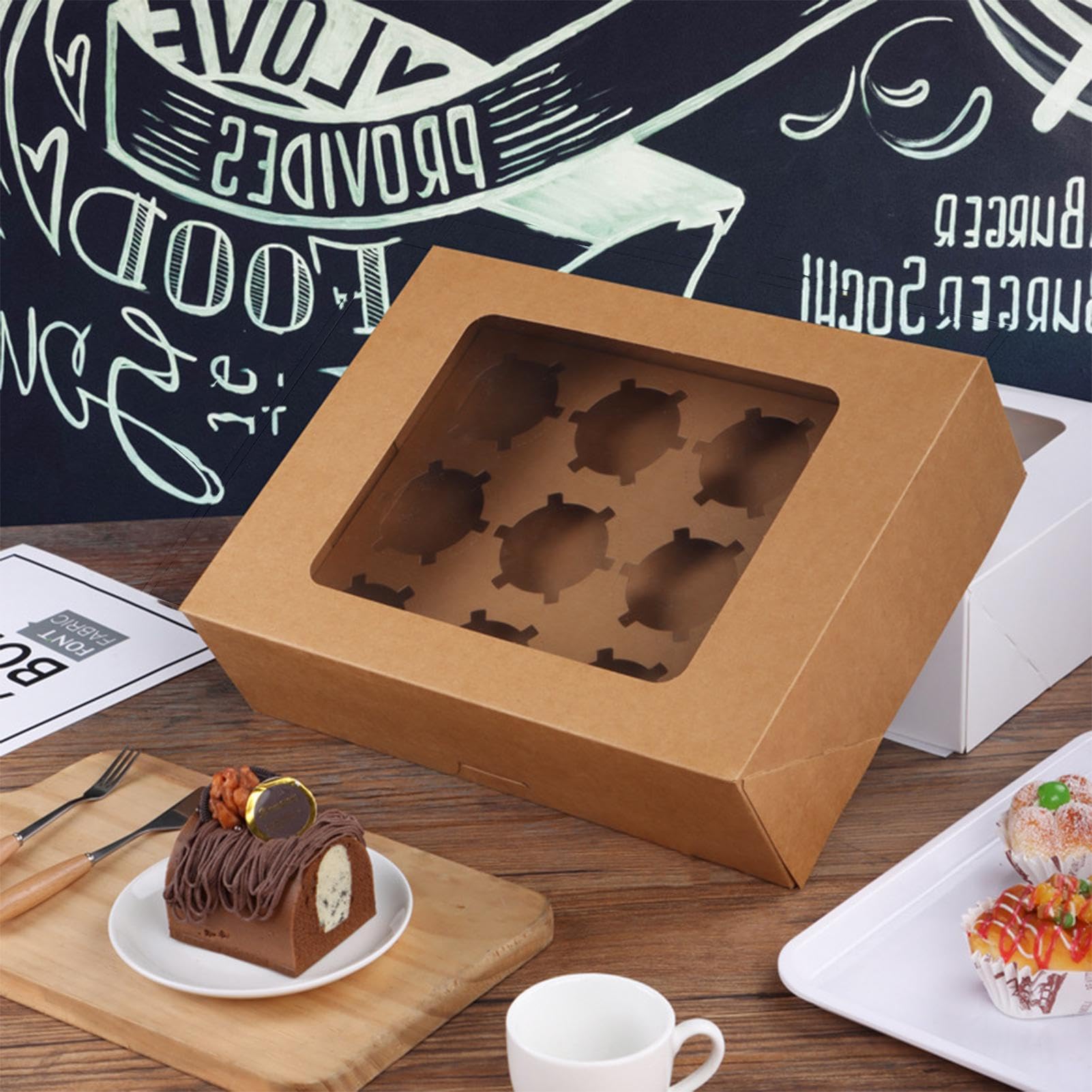 Cajas para pasteles, cajas para cupcakes de papel | con ventana