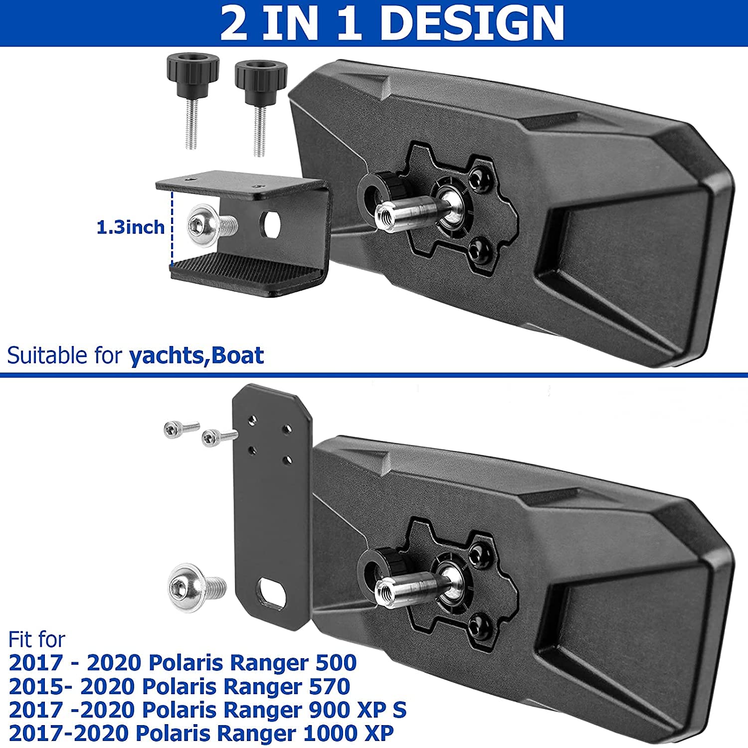 WEEN 1 Rétroviseur convexe 2 en 1 pour bateau UTV compatible avec Polaris Ranger 500 570 1000 XP 900 XP S 2017-2021 Convient pour la pêche, le ski, le bateau, le ponton WEEN 1 Rétroviseur convexe 2 en 1 pour bateau UTV compatible avec Polaris Ranger 500 570 1000 XP 900 XP S 2017-2021 Convient pour la pêche, le ski, le bateau, le ponton