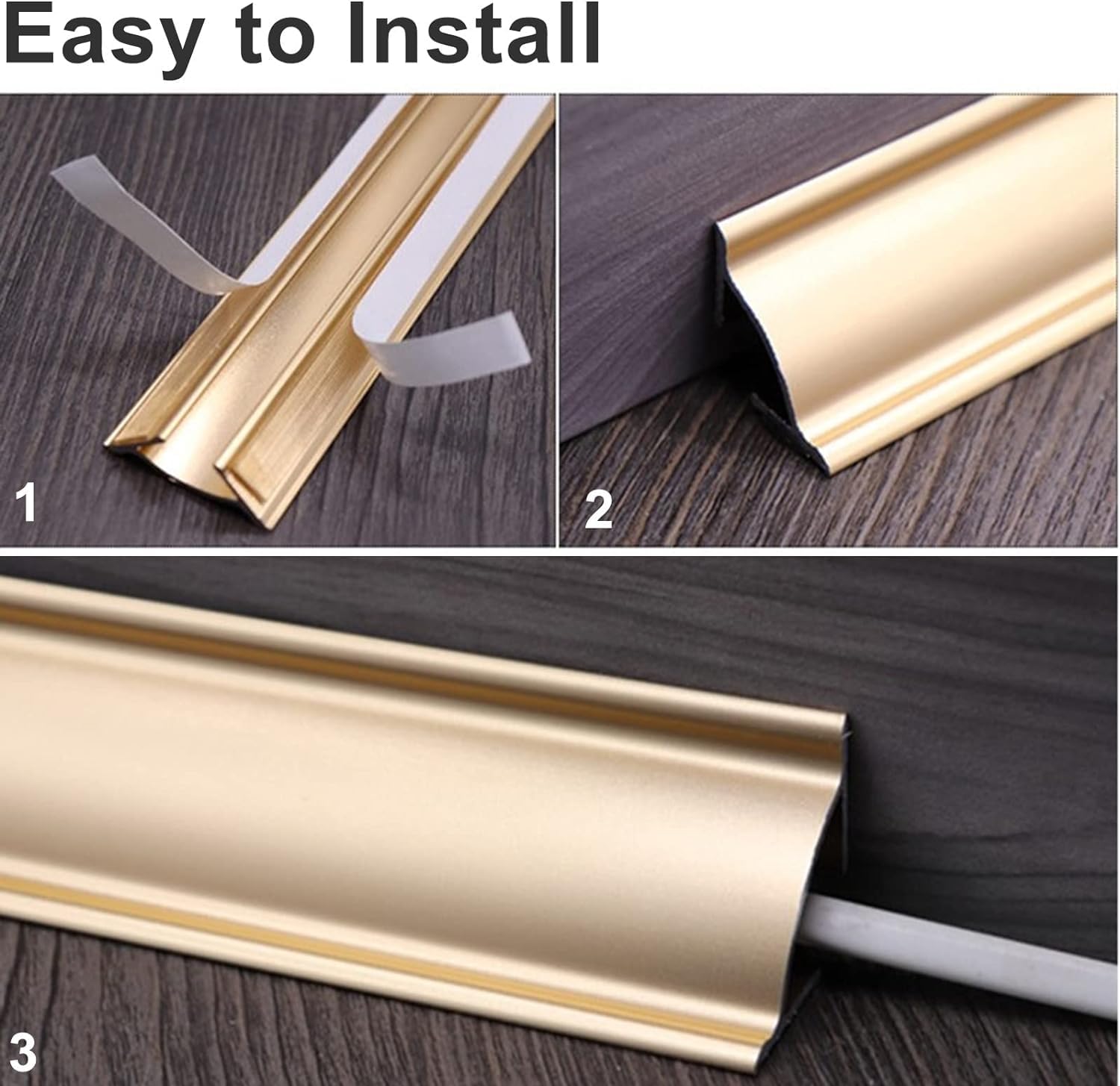 Kabelabdeckung Für Ecke/Decke, Wasserdichter, Abnehmbarer, Selbstklebender Kabelkanal-Organizer Aus Goldenem Aluminium, Farbe: Länge 0,9 M (35 Zoll), Größe: 2