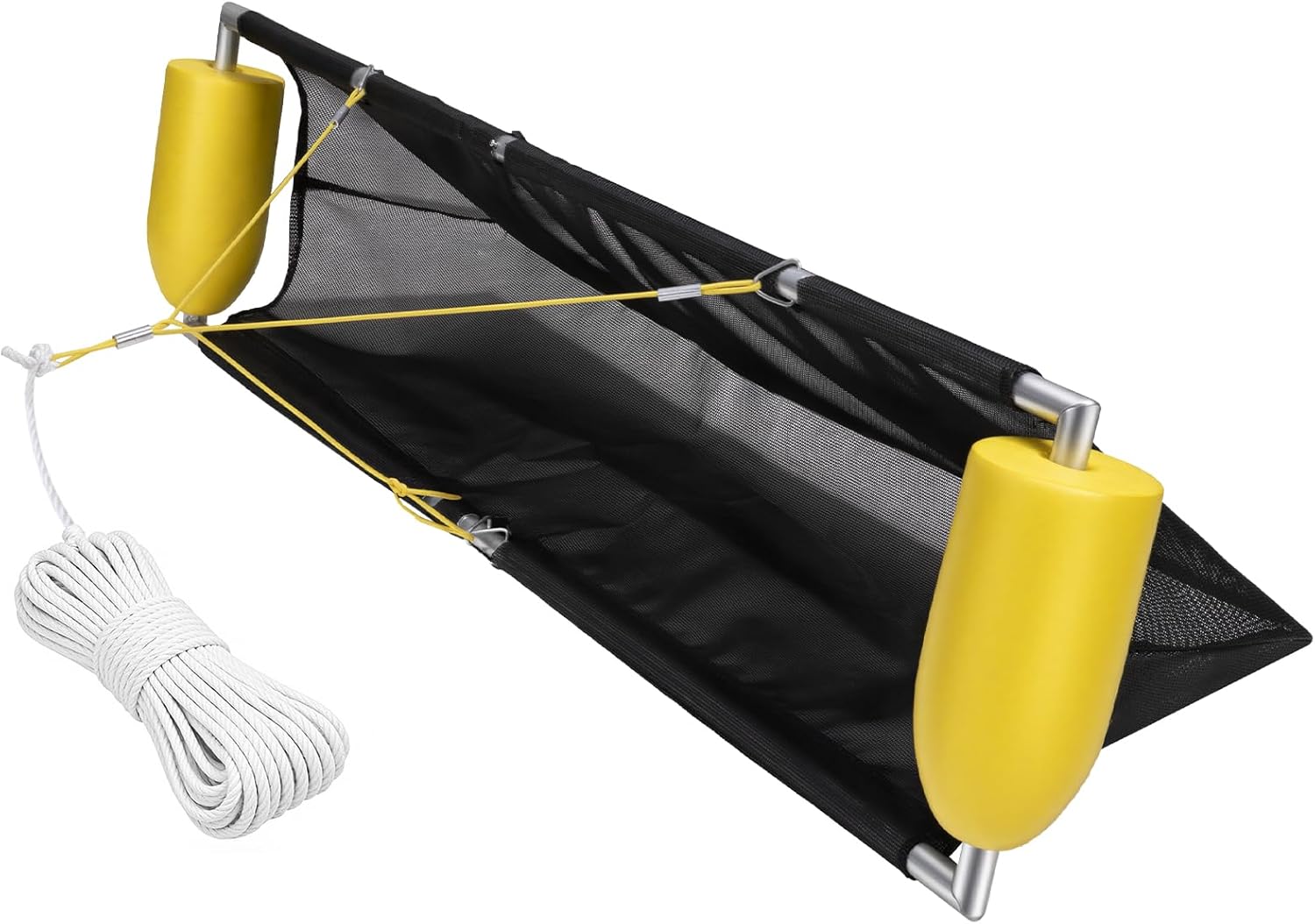 56" Wide Floating Debris Collector for Lakes & Ponds, Extremely Durable Net, Circular Aluminum Tube Design, Multi-Layer Overlock Fabric, 30FT Rope.