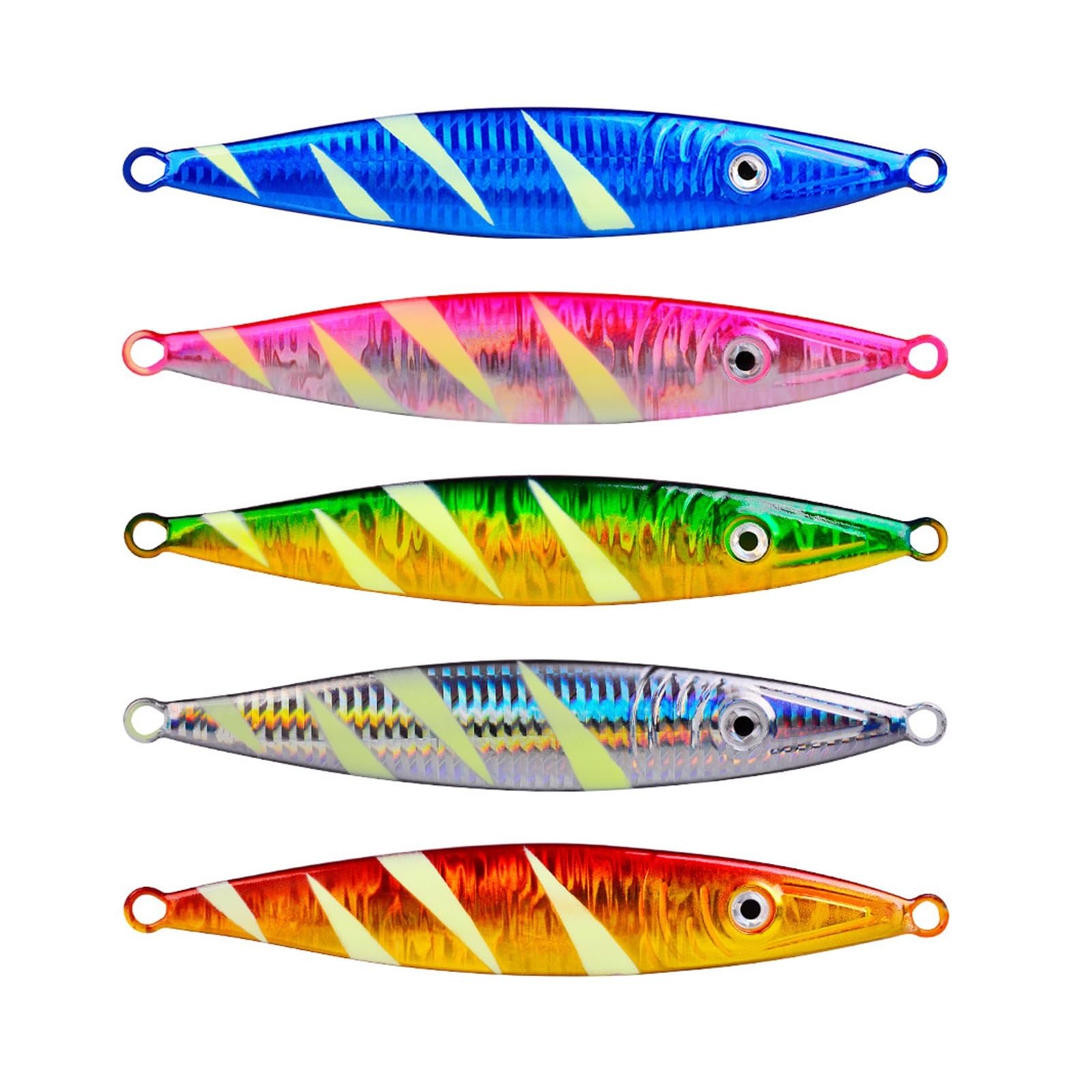 Kit De 5 Uds 60g 80g 100g 160g 200g Señuelo De Pesca Jigging Luminoso Cuchara De Plantilla De Metal Pesca Shore Señuelos Cebo De Atún Mar De Agua Salada