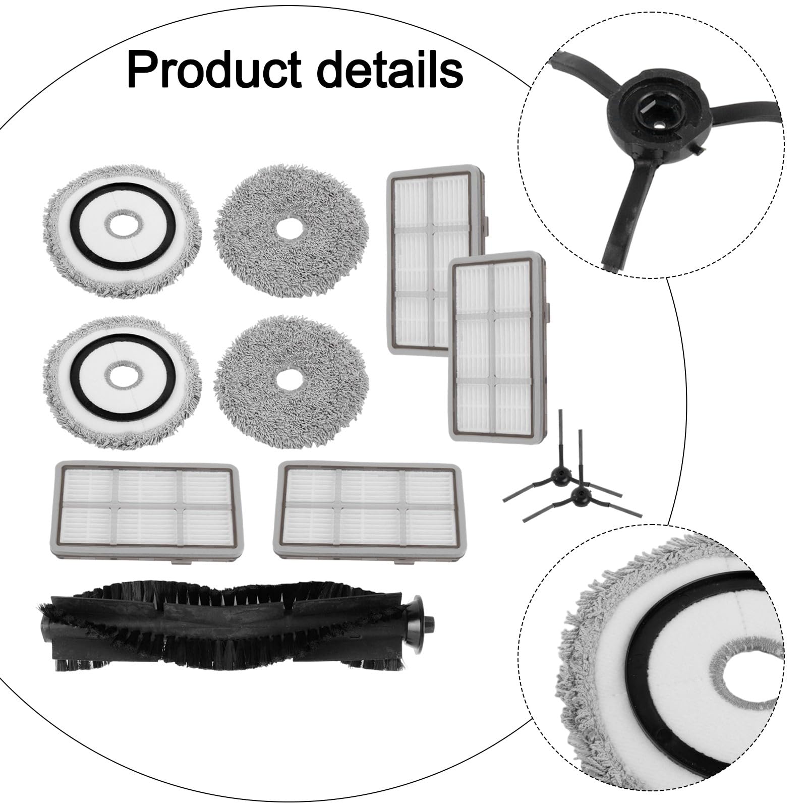 MC1 - Kit de almohadillas para trapeador con filtro de cepillo lateral