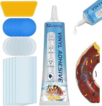 Air Mattress Patch Kit, Vinyl Pool Liner Repair Kit, Inflatable Repair Patch Kit for Air Beds, Hot Tubs, Inflatable Boats, Bounce House, Swim Rings & Toys 60ml