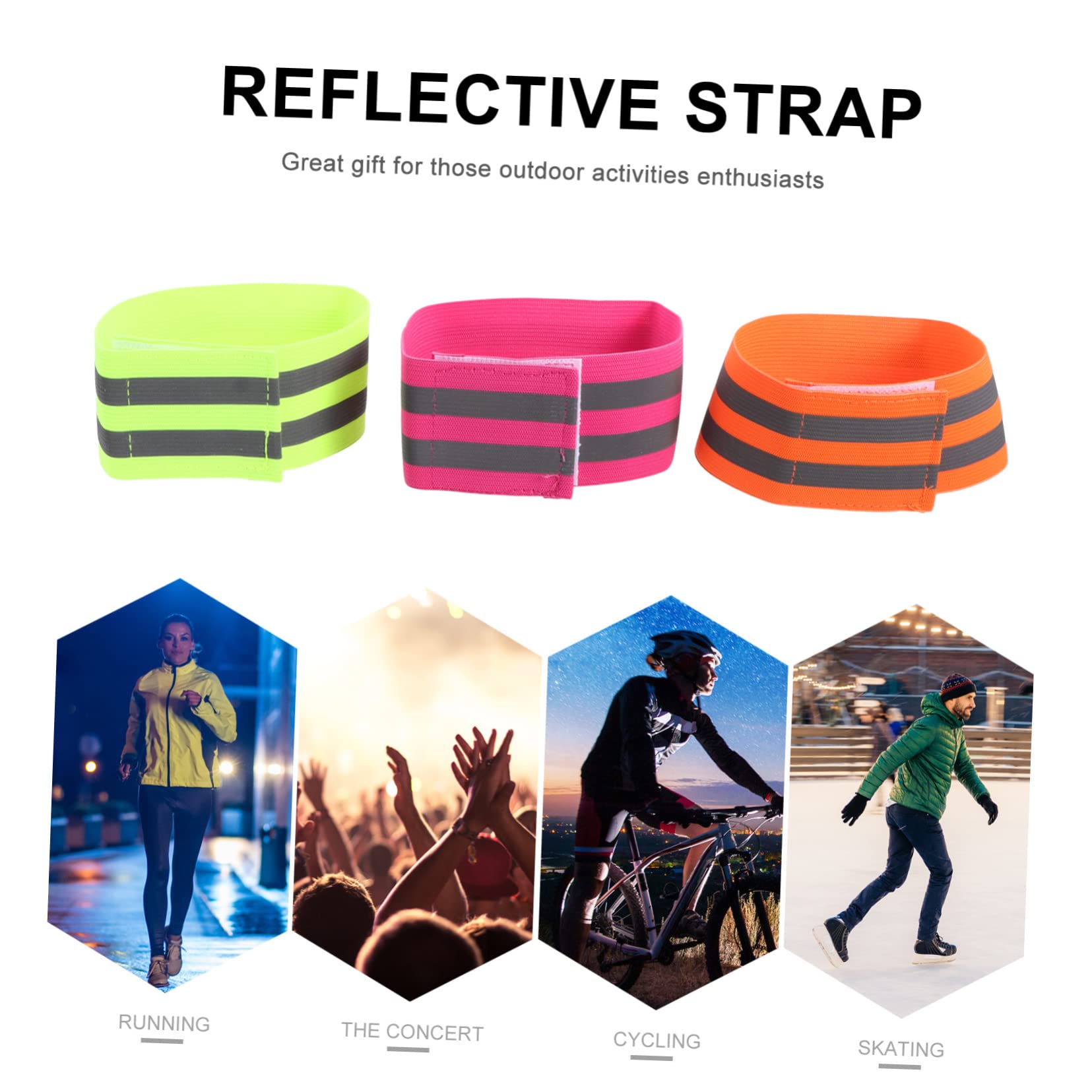 Happyyami 12paia Fasce Riflettenti per Corsa Notturna di Bracciali Elasticizzati per Jogging Ciclismo e attività Outdoor Alta visibilità e Comfort Assicurato