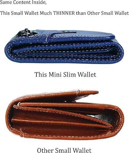 Miniatura 6 de AINIMOER Cartera pequeña de cuero para mujer, soporte delgado y compacto para tarjetas de crédito, con bloqueo RFID, organizador con bolsillo