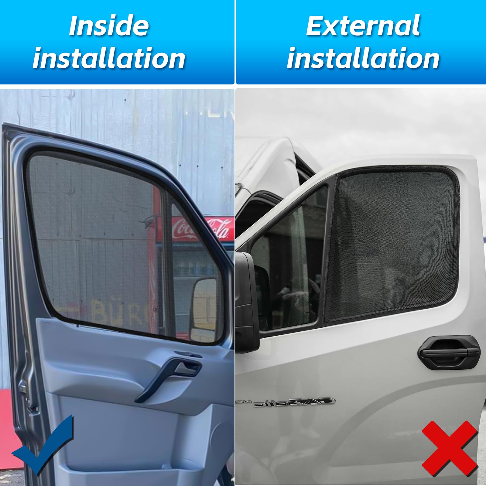 Insektenschutzgitter Compatible con Renault Trafic/F-iat Talento/O-Pel Vivaro 2014-2025,Mosquitera Magnética para Puertas Delanteras (Par), Mosquiteras Transpirables para Camping al Aire Libre