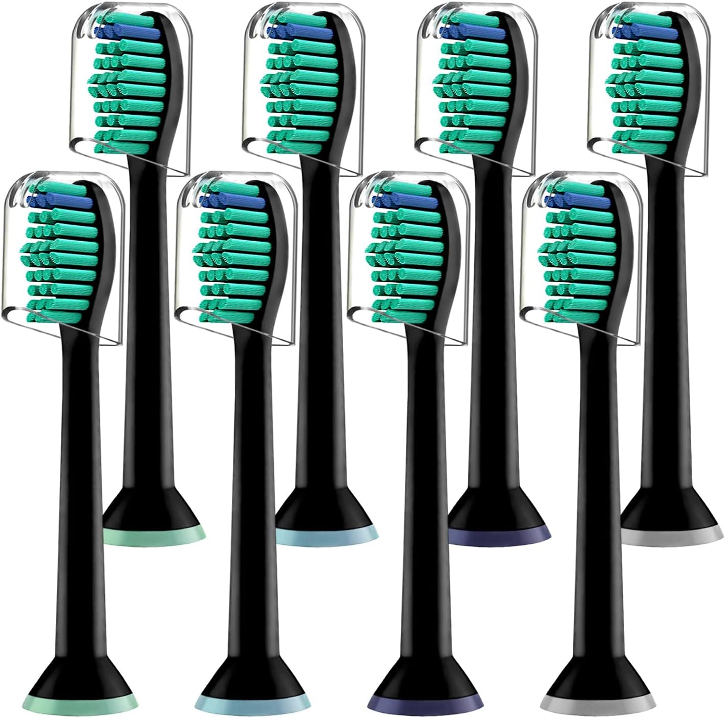Replacement Brush Heads, Compatible with Philips Sonicare Electric Toothbrushes, Classic Toothbrush Heads HX6014, Fit The Models of HX3/HX6/HX9/HX8/HX7 Series (8 Pack in Black)