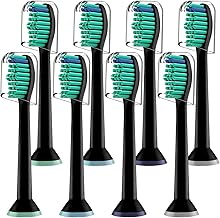 Replacement Brush Heads, Compatible with Philips Sonicare Electric Toothbrushes, Classic Toothbrush Heads HX6014, Fit The Models of HX3/HX6/HX9/HX8/HX7 Series (8 Pack in Black)