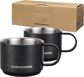 Groenenberg Espressotassen Edelstahl 2er Set, black I Kaffeetasse Espresso (2er Set)