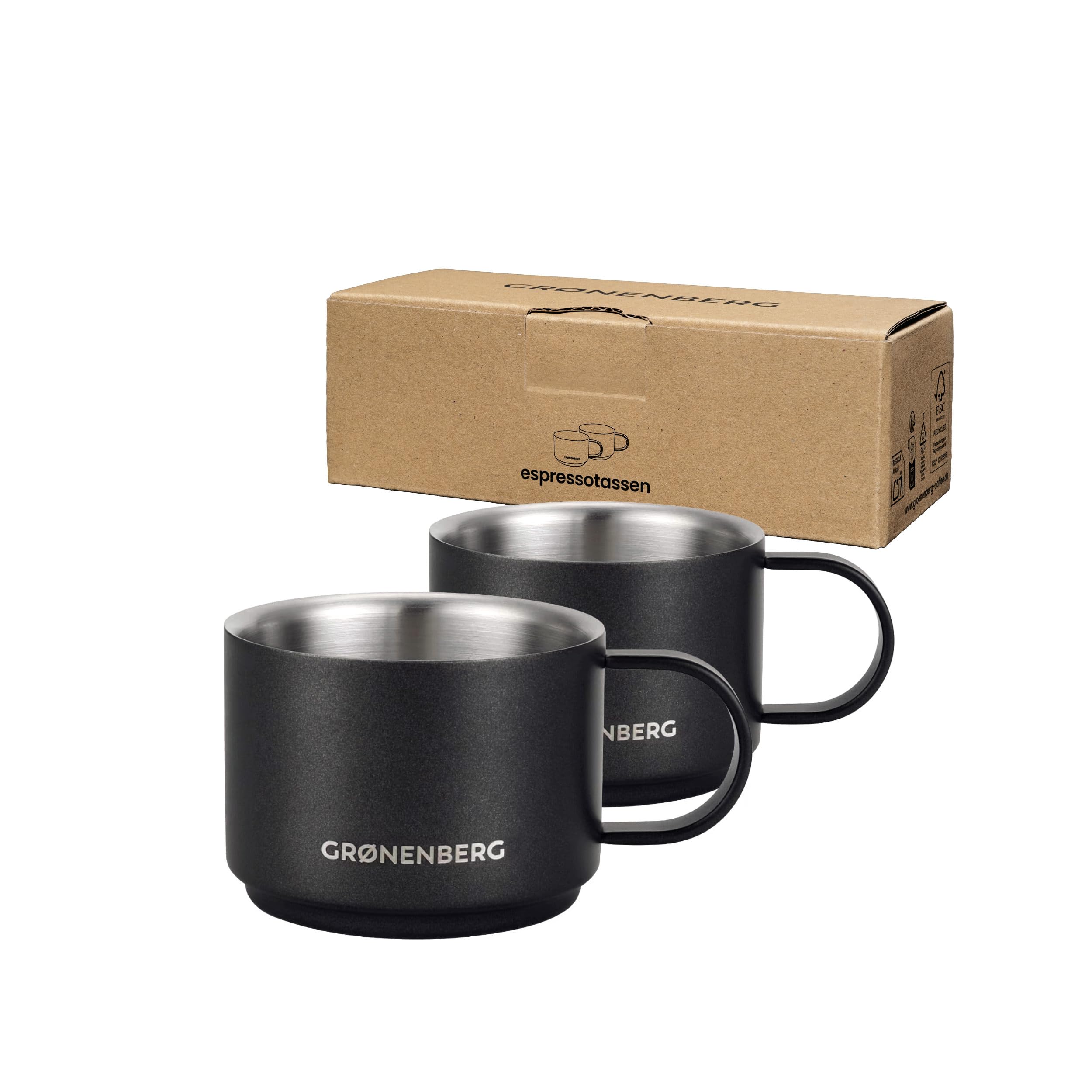 Groenenberg Spar Set 5 | Espressokocher Edelstahl 4 Tassen + Espressotassen | Induktion Espressokanne (200ml)