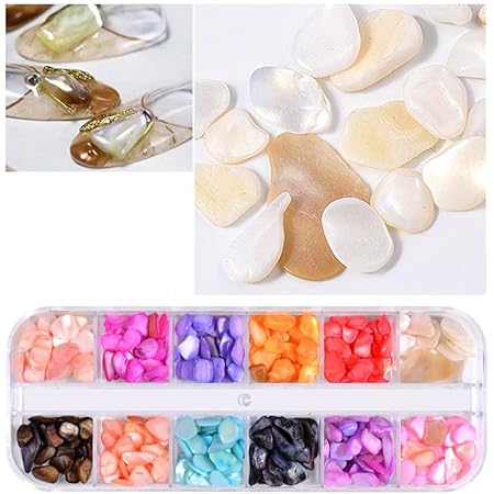 Amazon 1ボックス 12色 貝殻ネイル石パーツネイル レジン ジェルネイル 大理石風 シェル風 ネイルアート ネイルパーツ レジン Uvレジン Uvレジンクラフト レジンパーツ Uvレジンアクセサリー 天然石風 石 ストーン Soul Love シェル 通販
