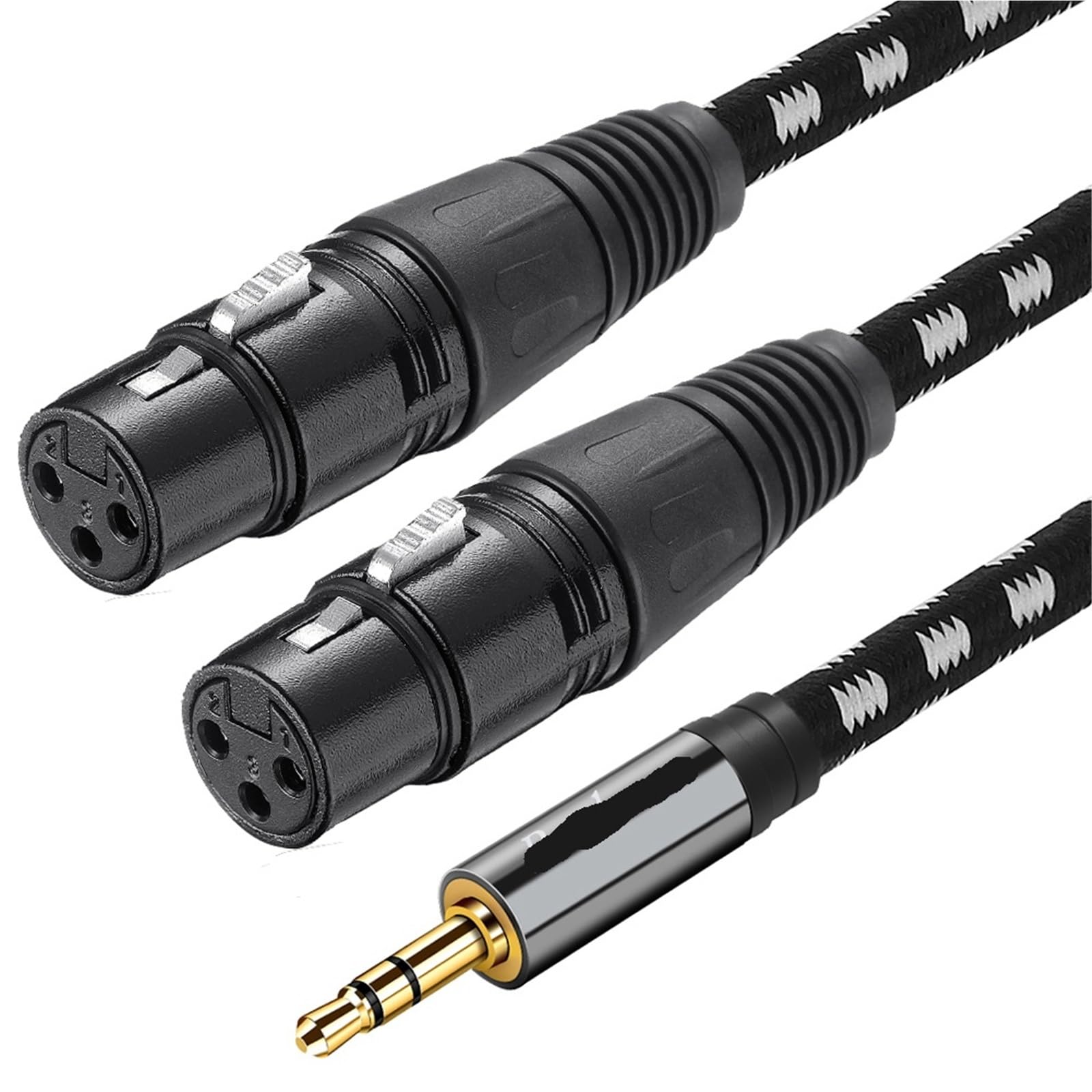 Pleciony materiał 1/8 ''3,5 mm TRS Jack męski na podwójny XLR żeński kabel audio folia OFC + oplot ekranowany dla głośników(1,5m)