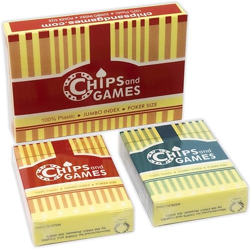 Miniatura 2 de 2 barajas de naipes impermeables 100% de plástico, tamaño de póquer (ancho), índice grande (Jumbo)