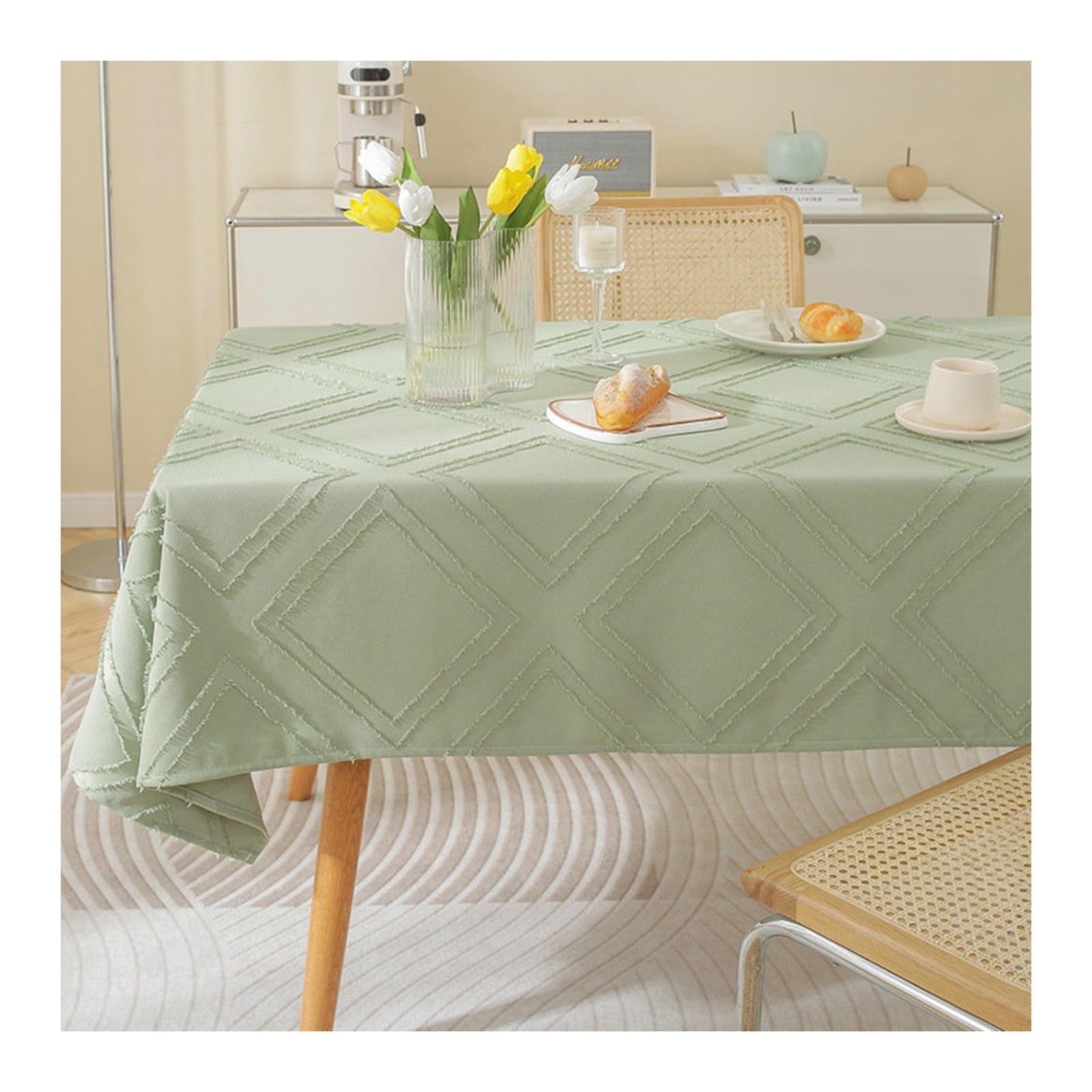 Nappe verte en lin coton pour sublimer vos repas de famille