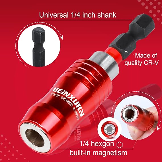 Geinxurn 2.5 Inches Impact Screwdriver Bit Holders, 3 PC Magnetic Extension Quick-Change Socket Drill Bit Holder Hex Shank Quick Release Drill Bit Guide