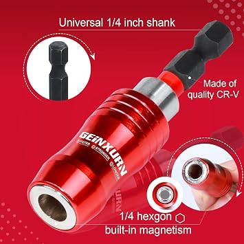 Geinxurn 2.5 Inches Impact Screwdriver Bit Holders, 3 PC Magnetic Extension Quick-Change Socket Drill Bit Holder Hex Shank Quick Release Drill Bit Guide