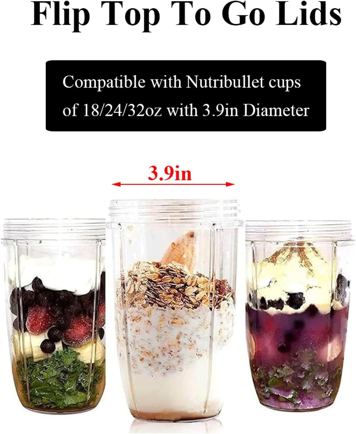 10 Pcs Flip Top to Go Lids Compatible with Nutribullet Blender 18, 24 & 32oz Cups 600W/900W Series, Grey