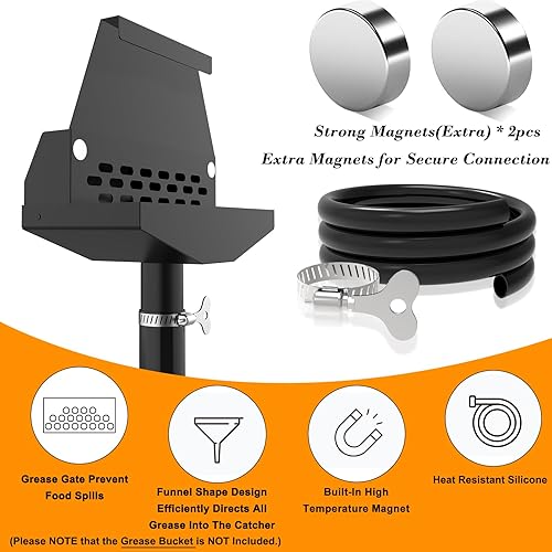 Miniatura 5 de Embudo de drenaje de grasa trasero para Blackstone, atrapador de grasa autodrenante con imanes fuertes, embudo de recogedor de grasa reutilizable