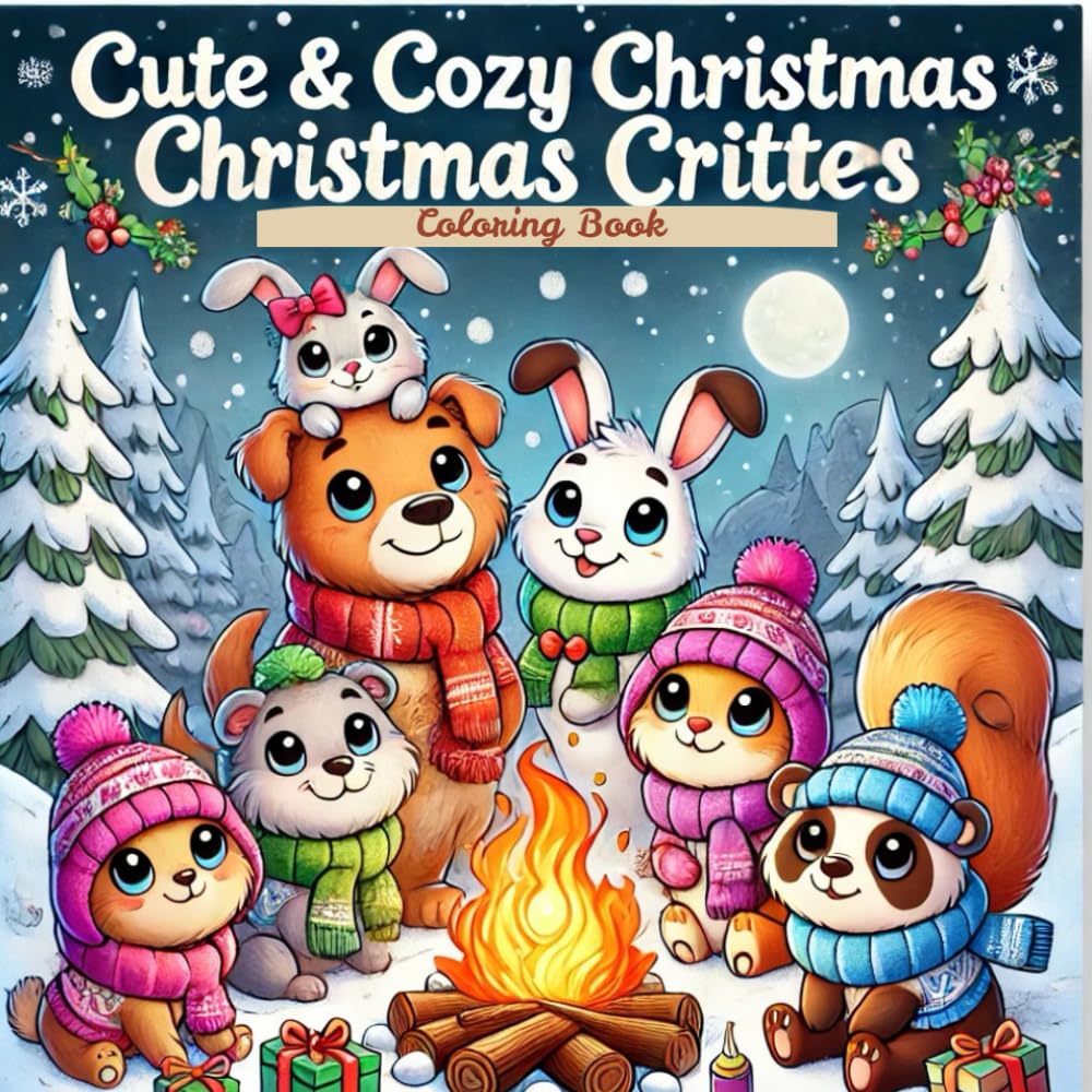 Cute & Cozy Christmas Critters : Coloring Book for Adults & Teens Featuring Warm & Fuzzy Festive Holiday Winter Scenes and Holiday Cheer!: Adorable ... Santa, and Snowy Fun for Teens and Adults!
