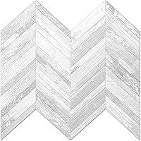 Vista 24 de DICOFUN 1-Sheet White Hexagon Tile Peel and Stick Backsplash, Marble Look PVC Mixed Silver Metal Mosaic Tiles for Kitchen and Bathroom